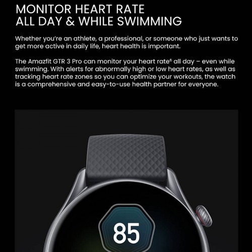 Amazfit GTR 3 Pro Smart Watch: Android & iOS with Bluetooth Call - GPS -  Men's Fitness Tracker - 150 Sports Modes - 1.45”AMOLED Display - Blood  Oxygen Heart Rate Tracking - Waterproof, Infinite Black 