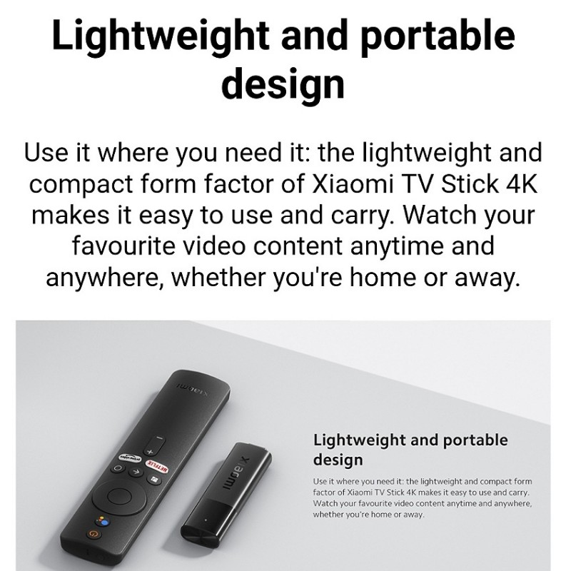 Media player Xiaomi TV Stick 4K, Android TV 11, Bluetooth, Wi-Fi, HDMI,  Black 